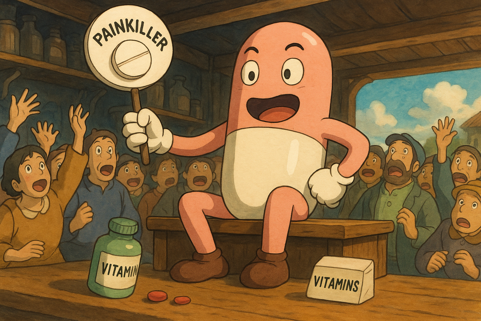 Painkiller gets a standing ovation. Vitamin claps politely from the shadows
